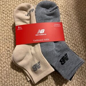 New Balance Cushioned Ankle Socks - Beige & Gray (Women's)